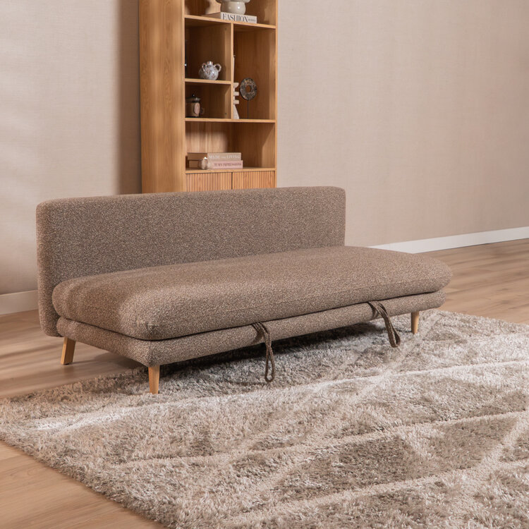 Slaapbank 2 persoons Lauri bruin bouclé mélange