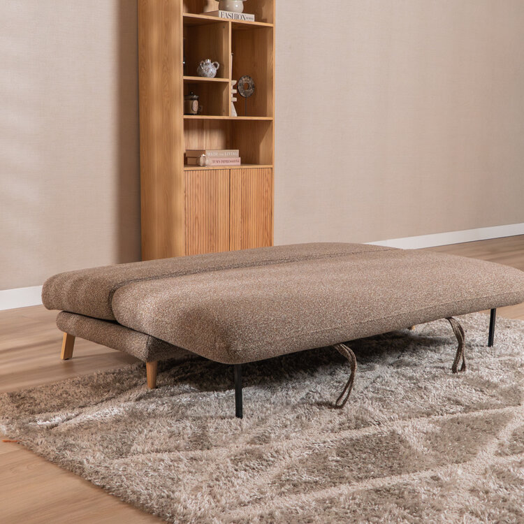 Slaapbank 2 persoons Lauri bruin bouclé mélange