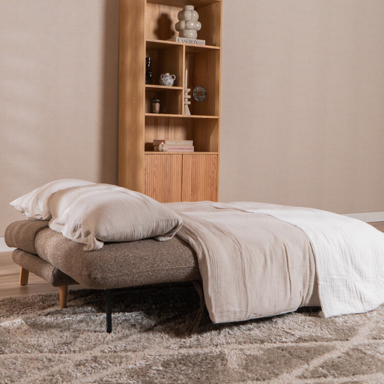 Slaapbank 2 persoons Lauri bruin bouclé mélange