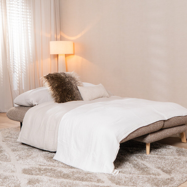 Slaapbank 2 persoons Lauri bruin bouclé mélange