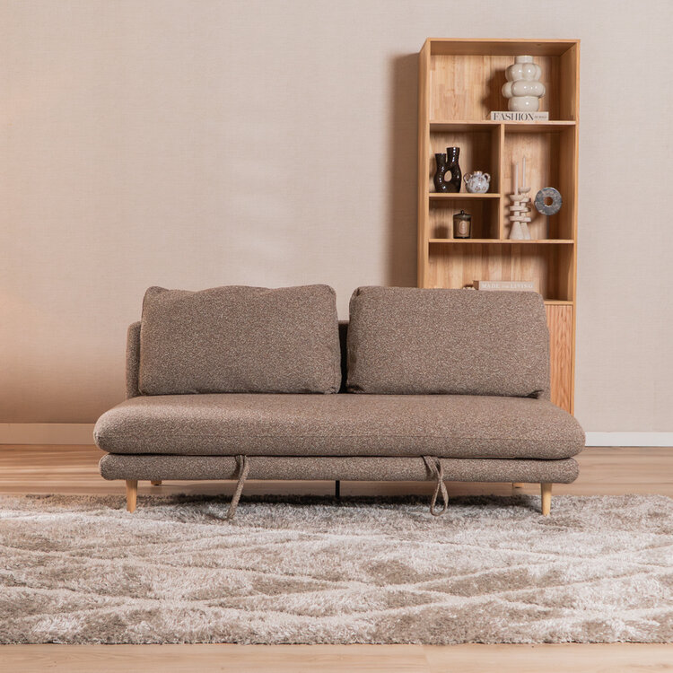 Slaapbank 2 persoons Lauri bruin bouclé mélange