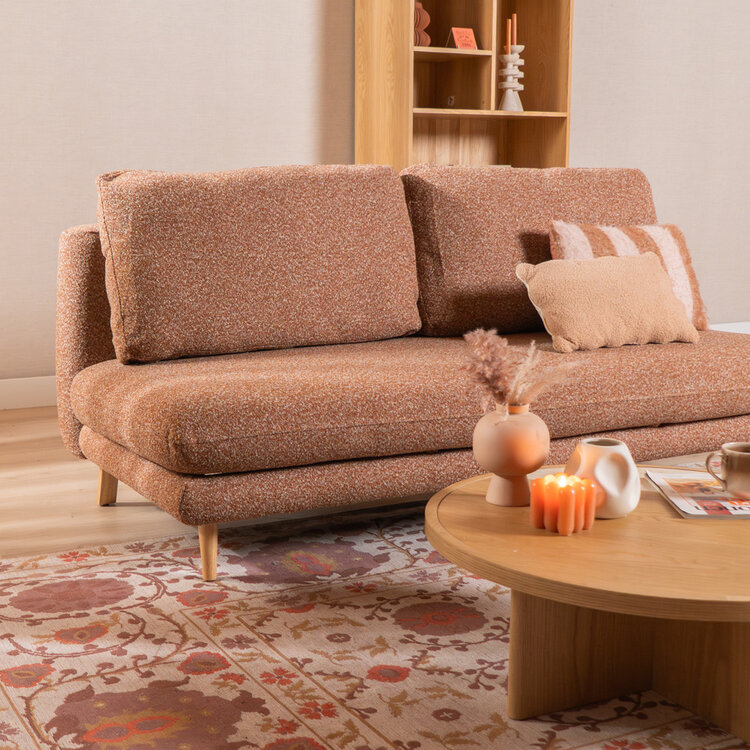 Slaapbank 2 persoons Lauri terracotta bouclé mélange