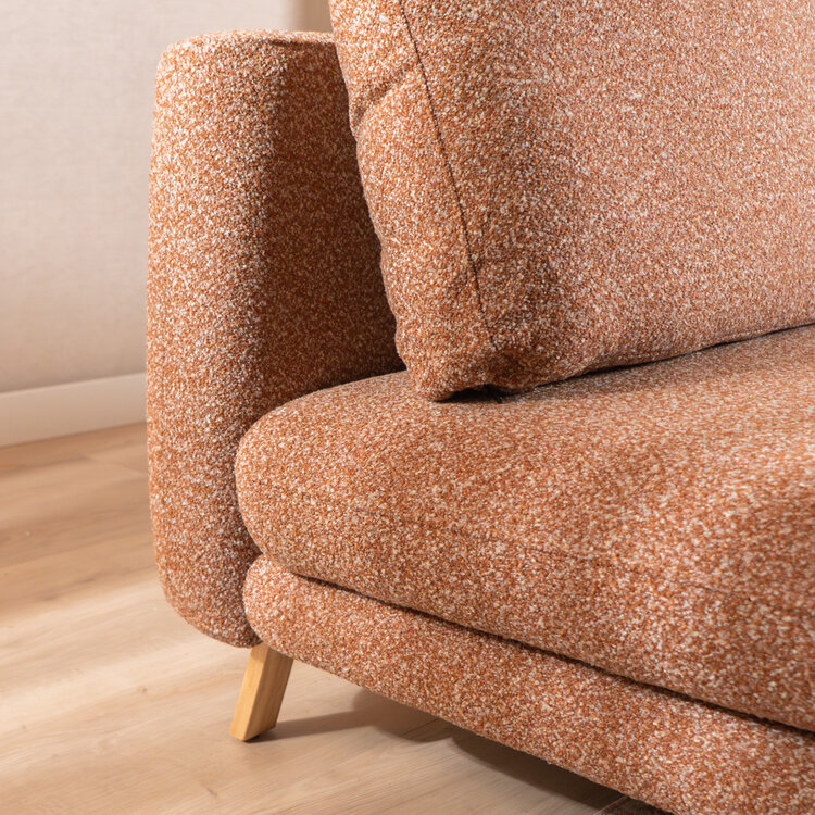 Slaapbank 2 persoons Lauri terracotta bouclé mélange