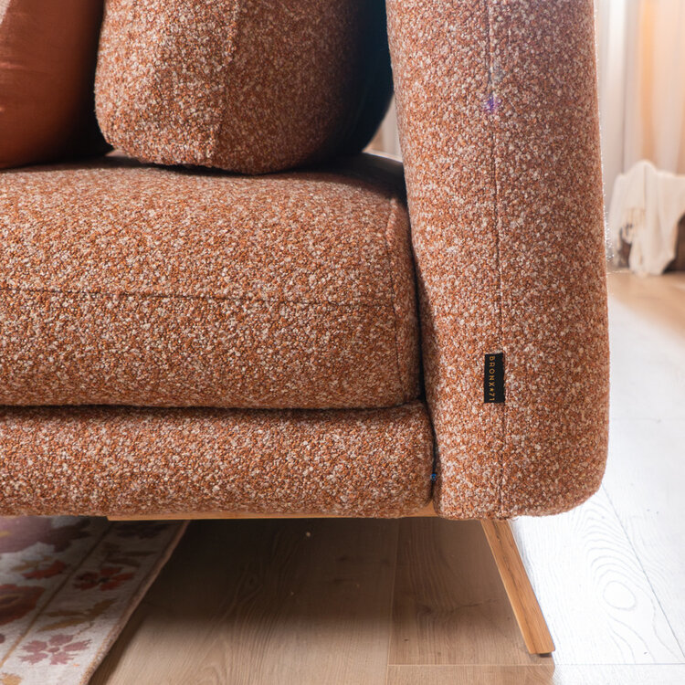 Slaapbank 2 persoons Lauri terracotta bouclé mélange