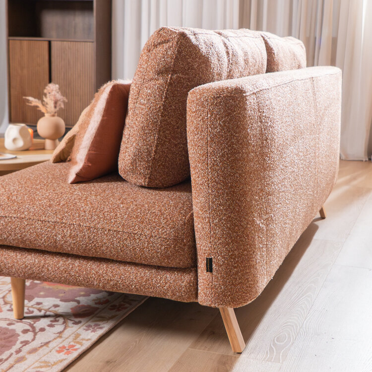 Slaapbank 2 persoons Lauri terracotta bouclé mélange