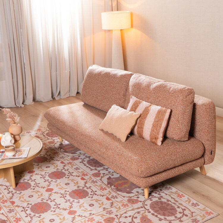 Slaapbank 2 persoons Lauri terracotta bouclé mélange