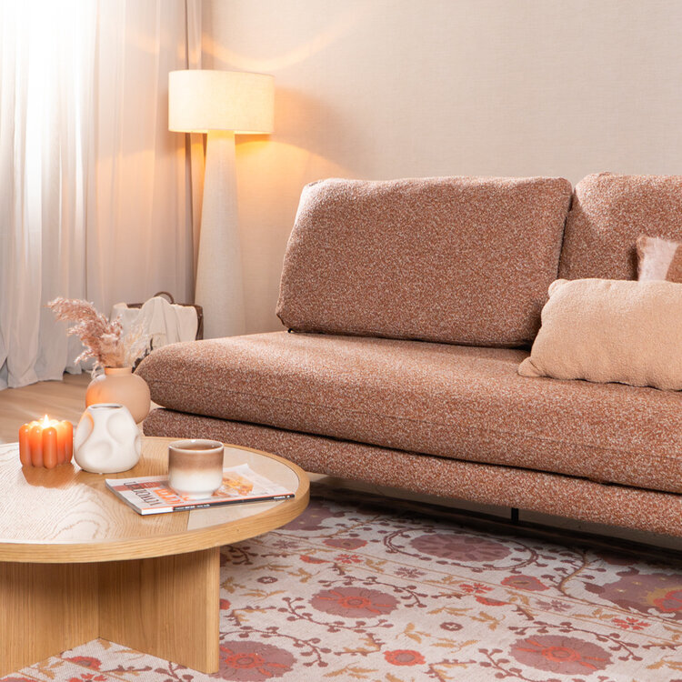 Slaapbank 2 persoons Lauri terracotta bouclé mélange