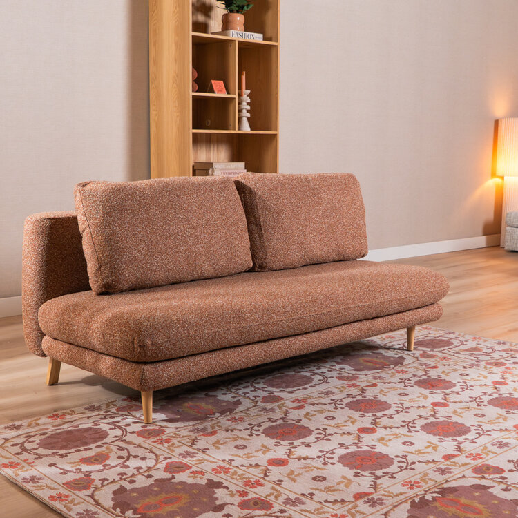 Slaapbank 2 persoons Lauri terracotta bouclé mélange