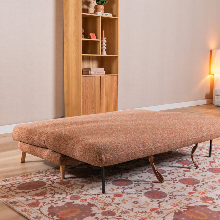 Slaapbank 2 persoons Lauri terracotta bouclé mélange