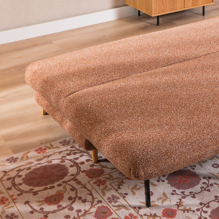 Slaapbank 2 persoons Lauri terracotta bouclé mélange