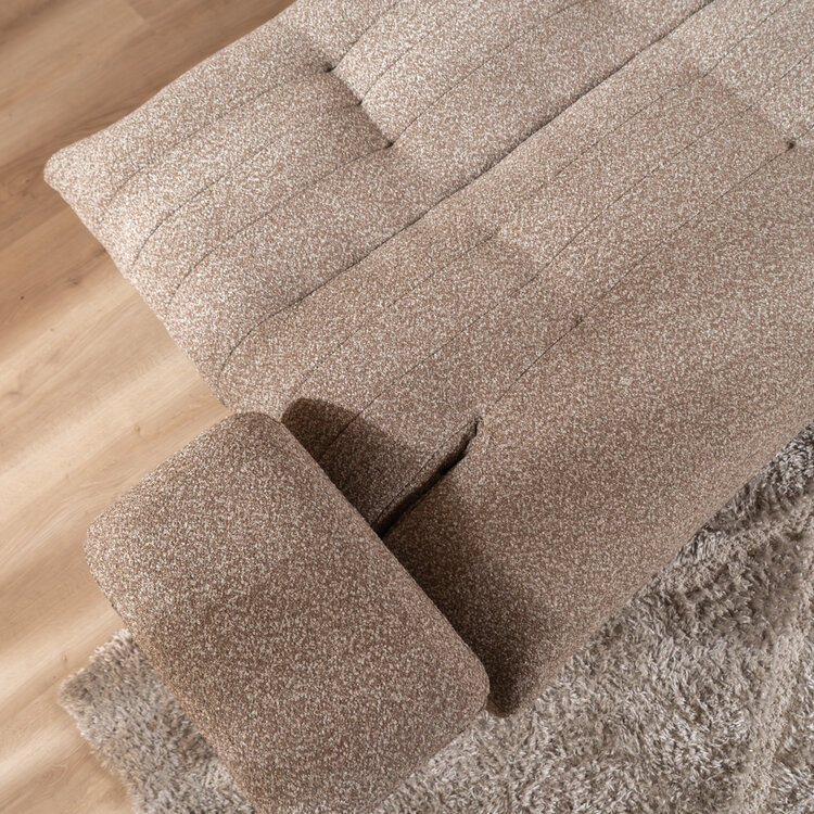 Slaapbank 1 persoons Mira bruin bouclé mélange