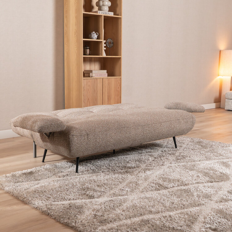 Slaapbank 1 persoons Mira bruin bouclé mélange