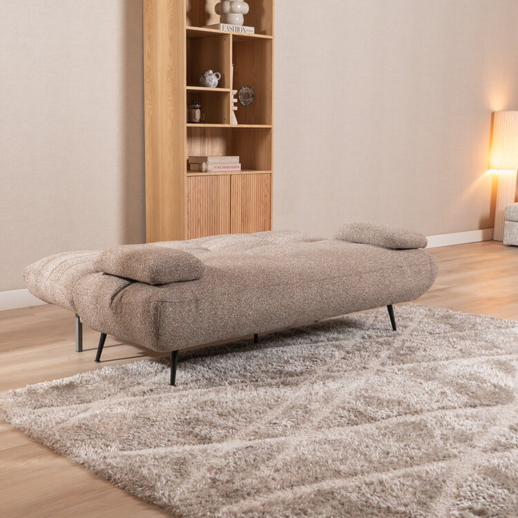 Slaapbank 1 persoons Mira bruin bouclé mélange