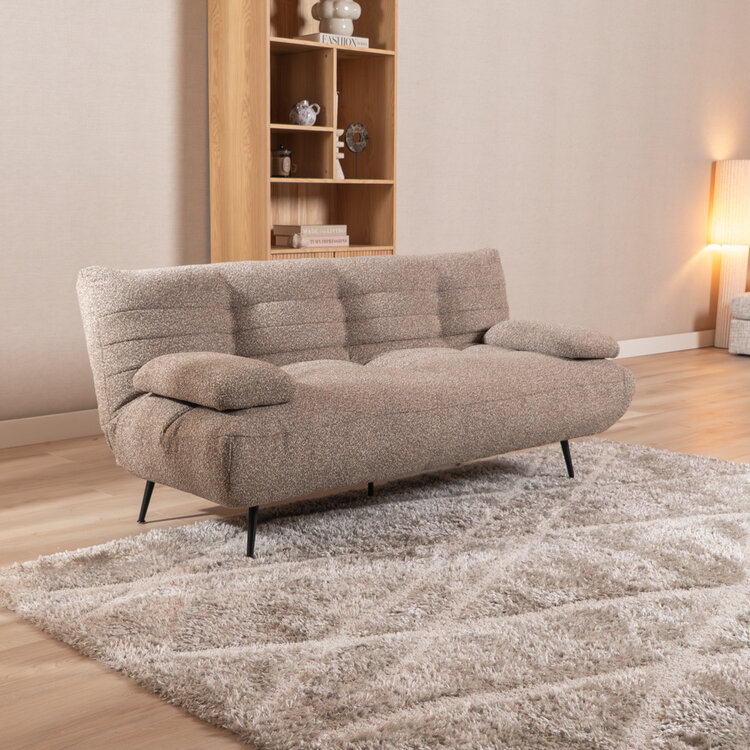 Slaapbank 1 persoons Mira bruin bouclé mélange