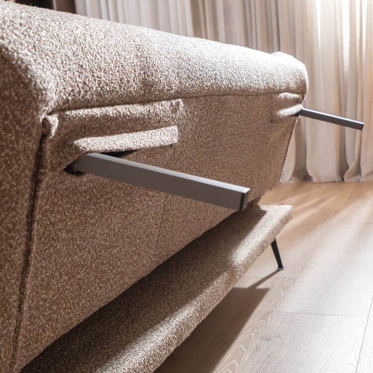 Slaapbank 1 persoons Mira bruin bouclé mélange