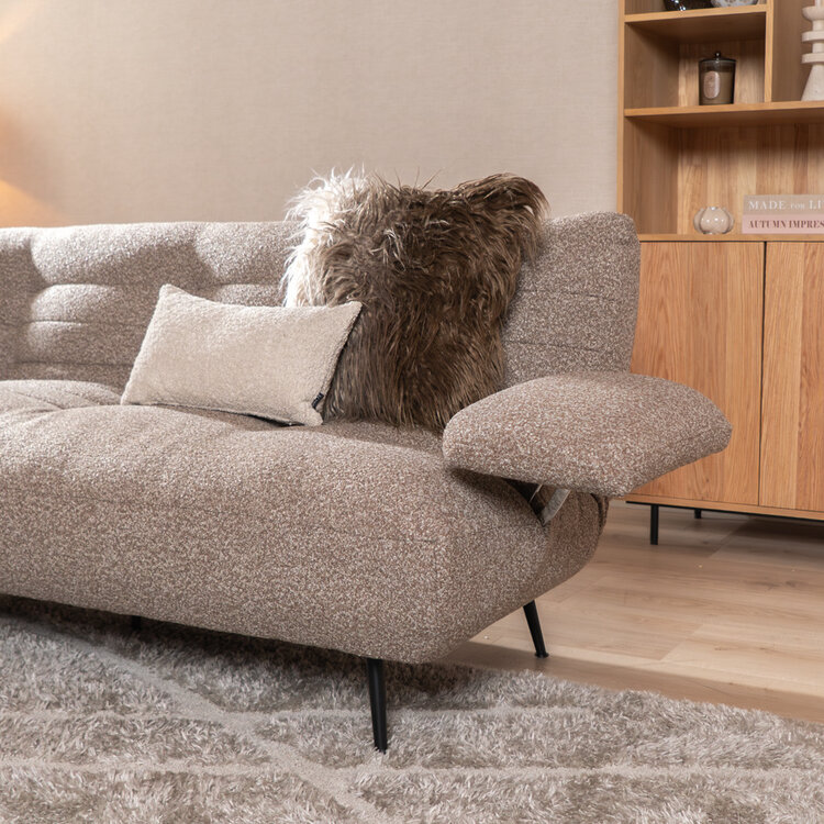 Slaapbank 1 persoons Mira bruin bouclé mélange