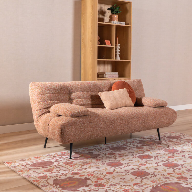 Slaapbank 1 persoons Mira terracotta bouclé mélange