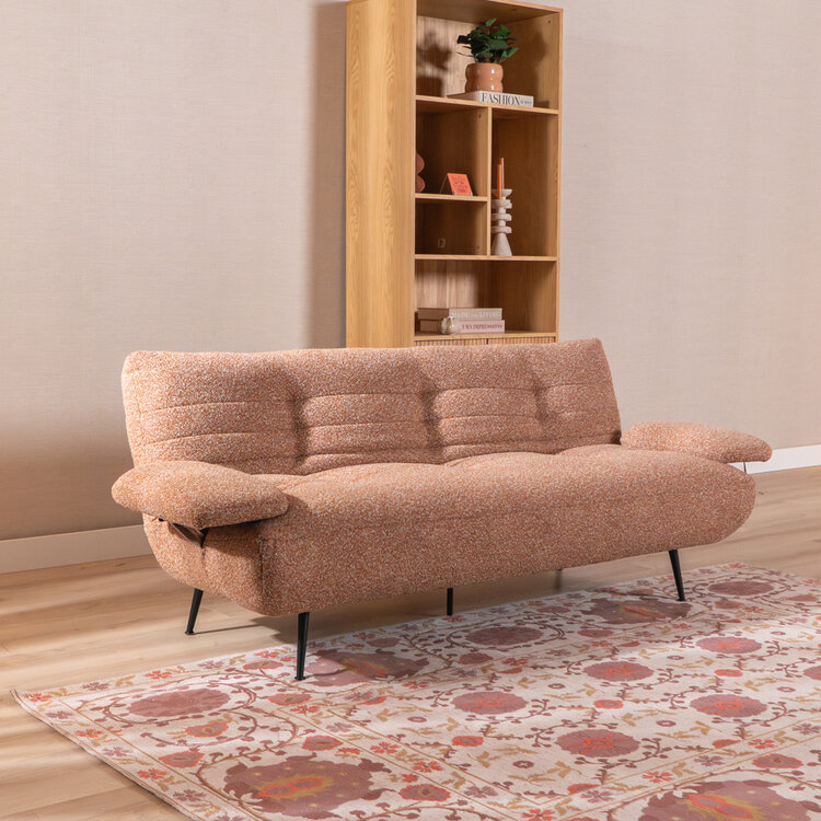 Slaapbank 1 persoons Mira terracotta bouclé mélange