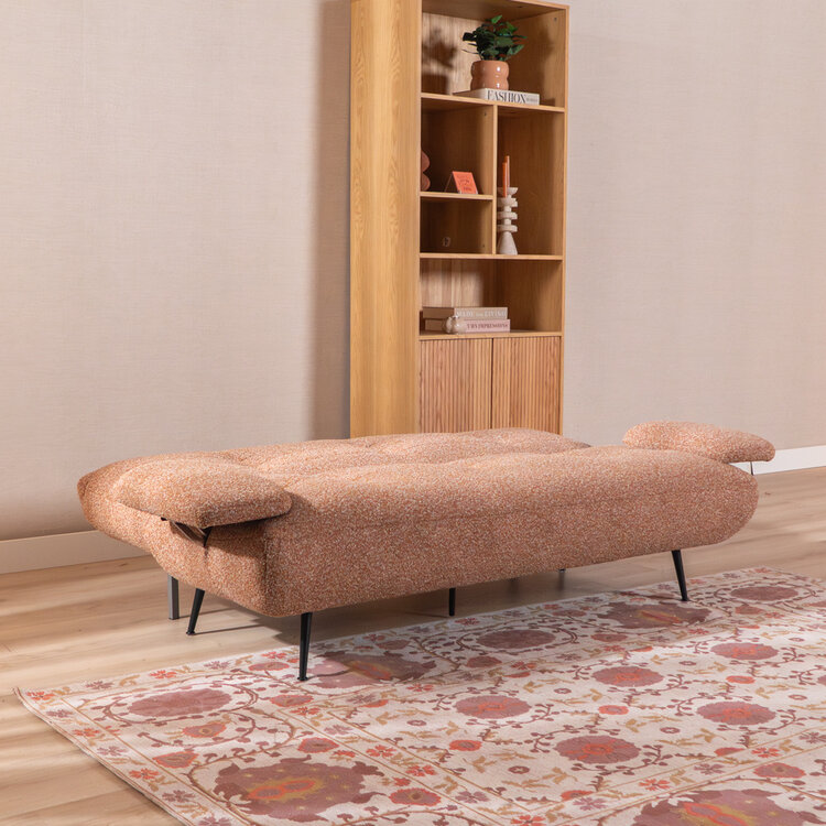 Slaapbank 1 persoons Mira terracotta bouclé mélange