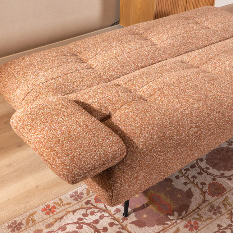 Slaapbank 1 persoons Mira terracotta bouclé mélange