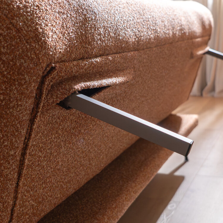 Slaapbank 1 persoons Mira terracotta bouclé mélange