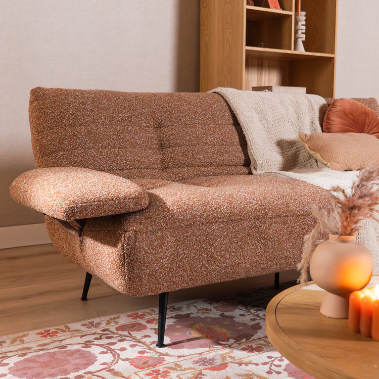 Slaapbank 1 persoons Mira terracotta bouclé mélange