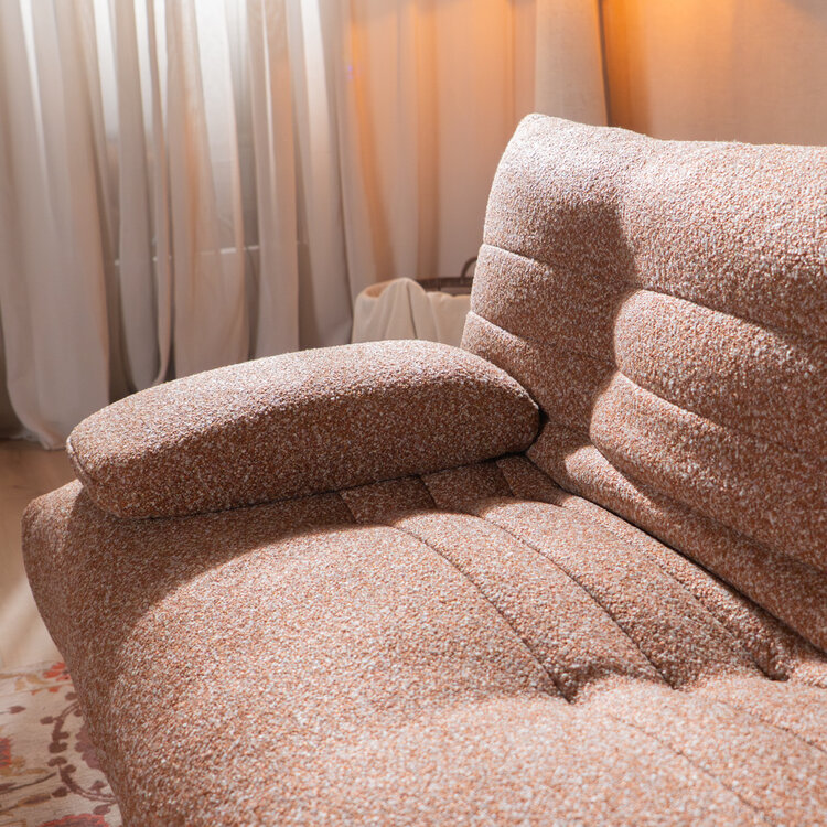 Slaapbank 1 persoons Mira terracotta bouclé mélange