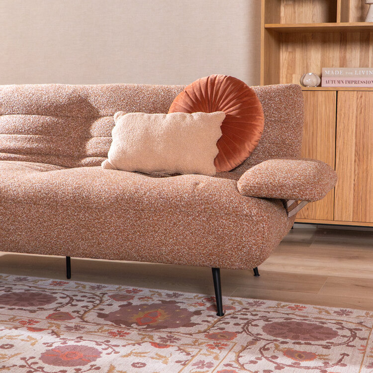 Slaapbank 1 persoons Mira terracotta bouclé mélange