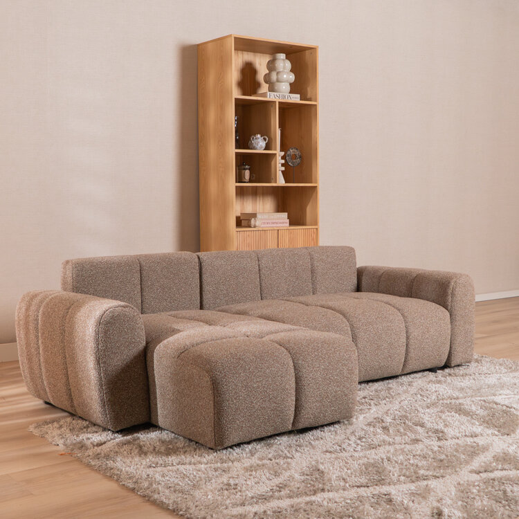 Slaapbank 2 persoons Inka bruin bouclé mélange links/rechts