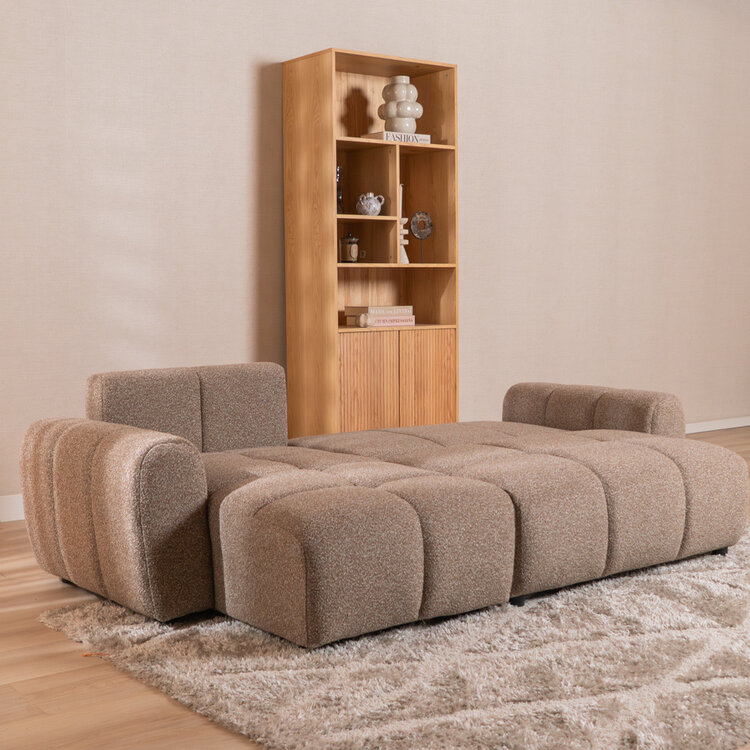 Slaapbank 2 persoons Inka bruin bouclé mélange links/rechts