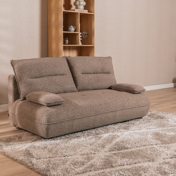 Slaapbank 2 persoons Jona bruin bouclé mélange