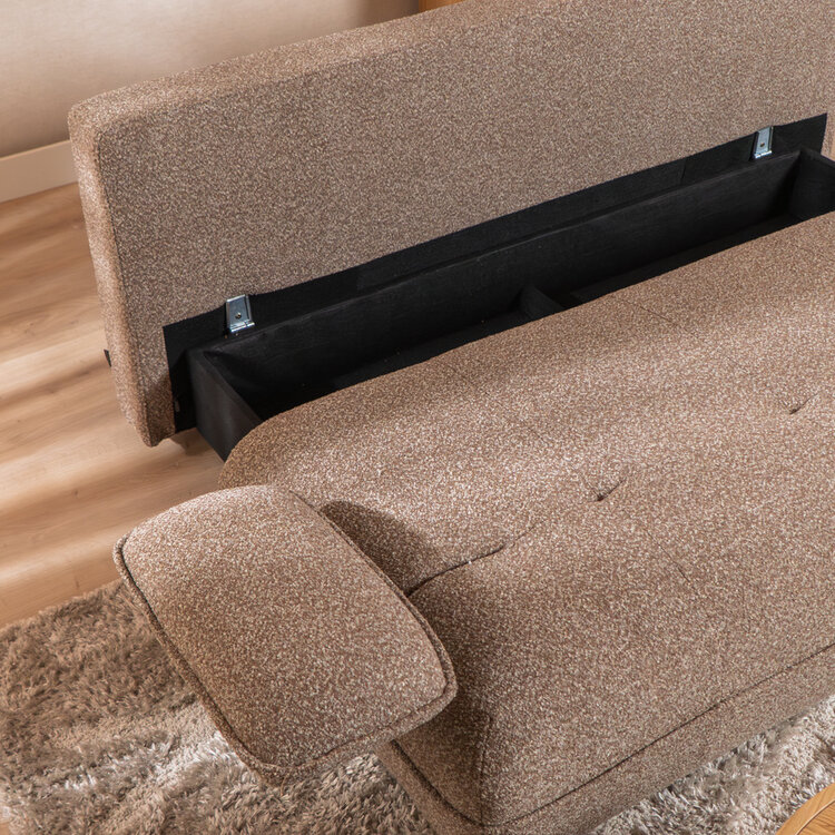 Slaapbank 2 persoons Jona bruin bouclé mélange