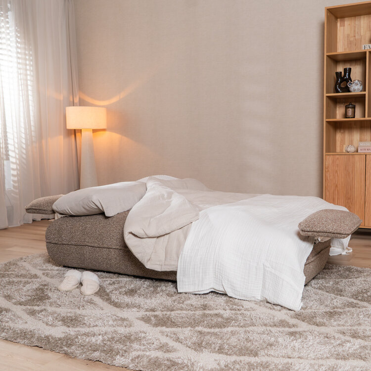 Slaapbank 2 persoons Jona bruin bouclé mélange