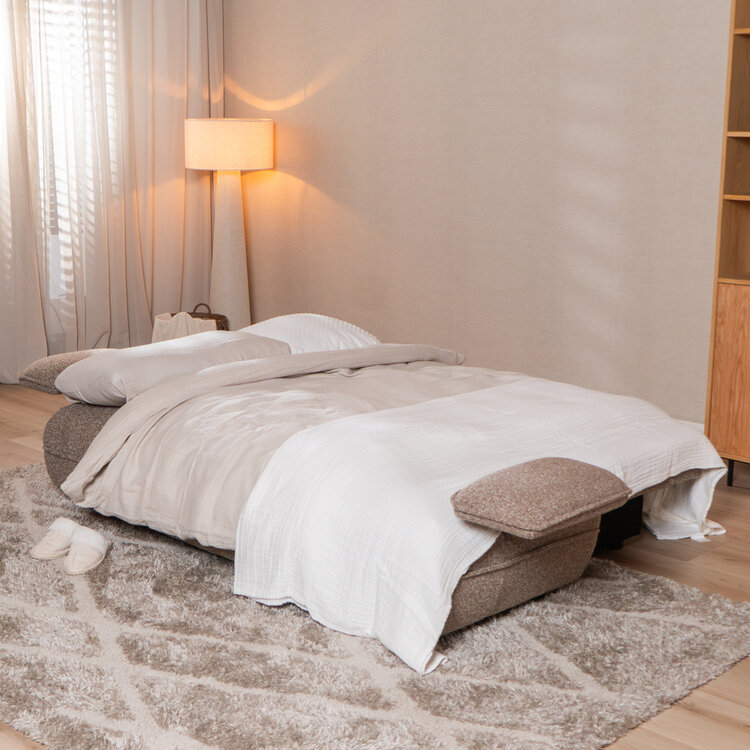 Slaapbank 2 persoons Jona bruin bouclé mélange