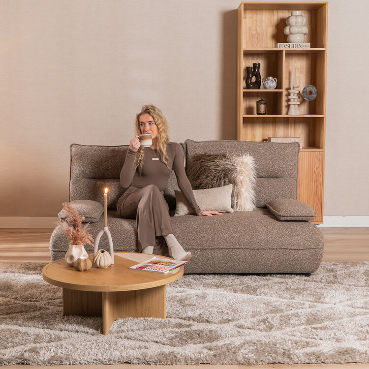 Slaapbank 2 persoons Jona bruin bouclé mélange