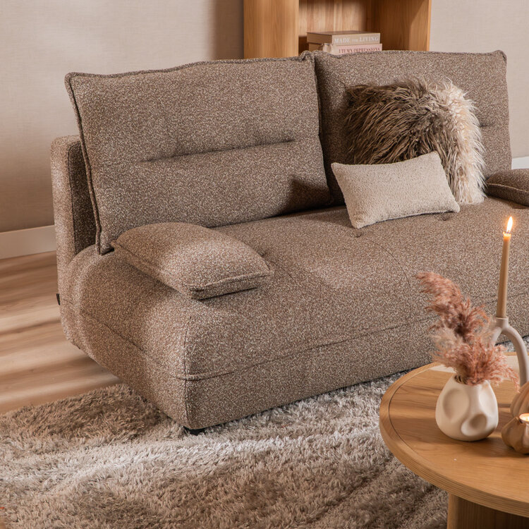 Slaapbank 2 persoons Jona bruin bouclé mélange