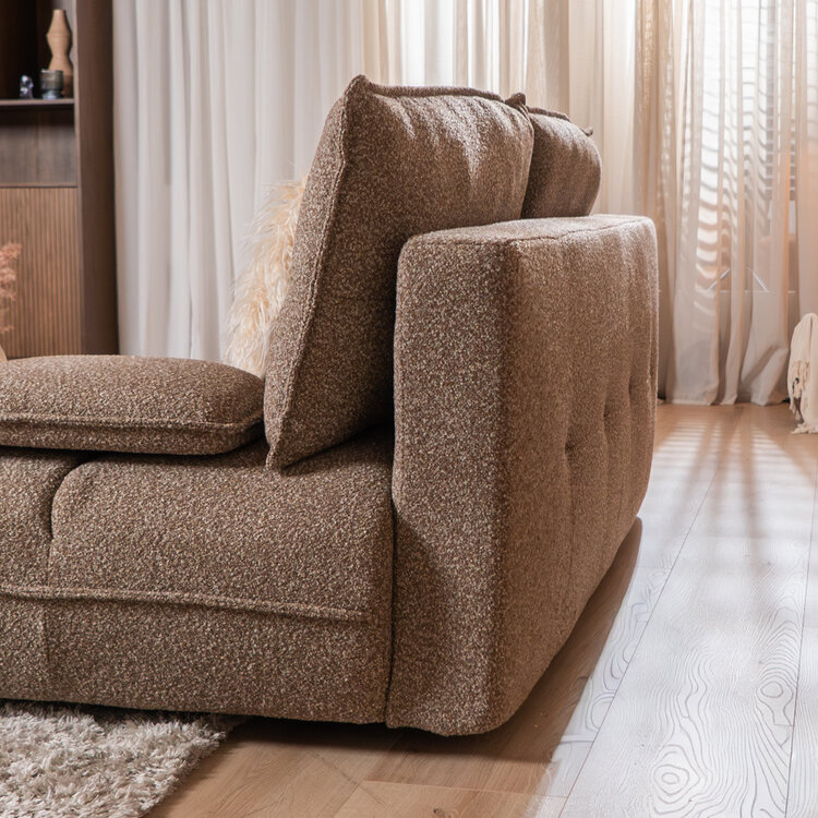 Slaapbank 2 persoons Jona bruin bouclé mélange