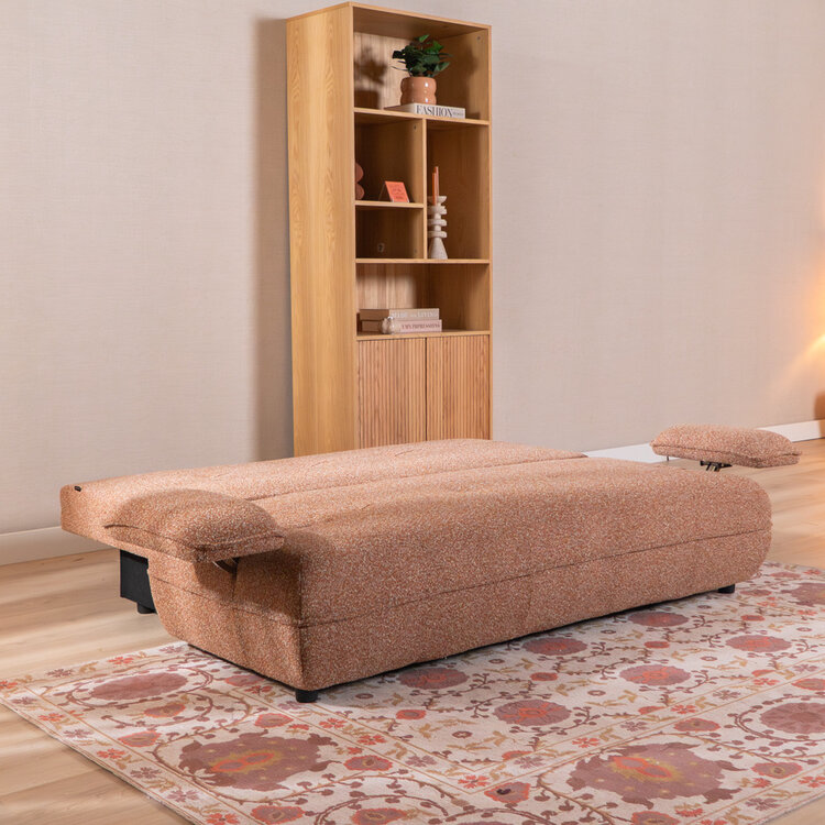 Slaapbank 2 persoons Jona terracotta bouclé mélange