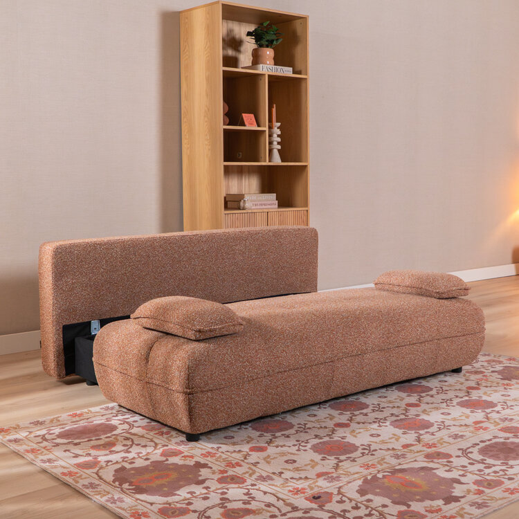 Slaapbank 2 persoons Jona terracotta bouclé mélange