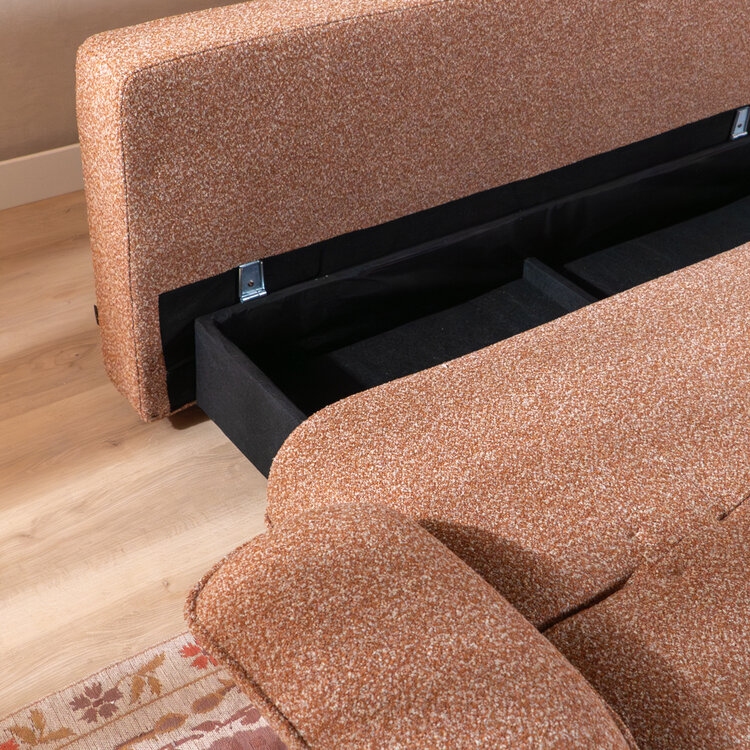 Slaapbank 2 persoons Jona terracotta bouclé mélange