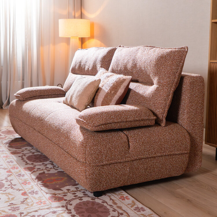 Slaapbank 2 persoons Jona terracotta bouclé mélange