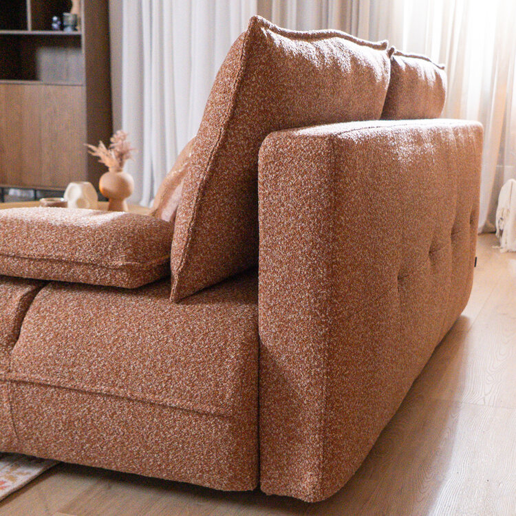 Slaapbank 2 persoons Jona terracotta bouclé mélange