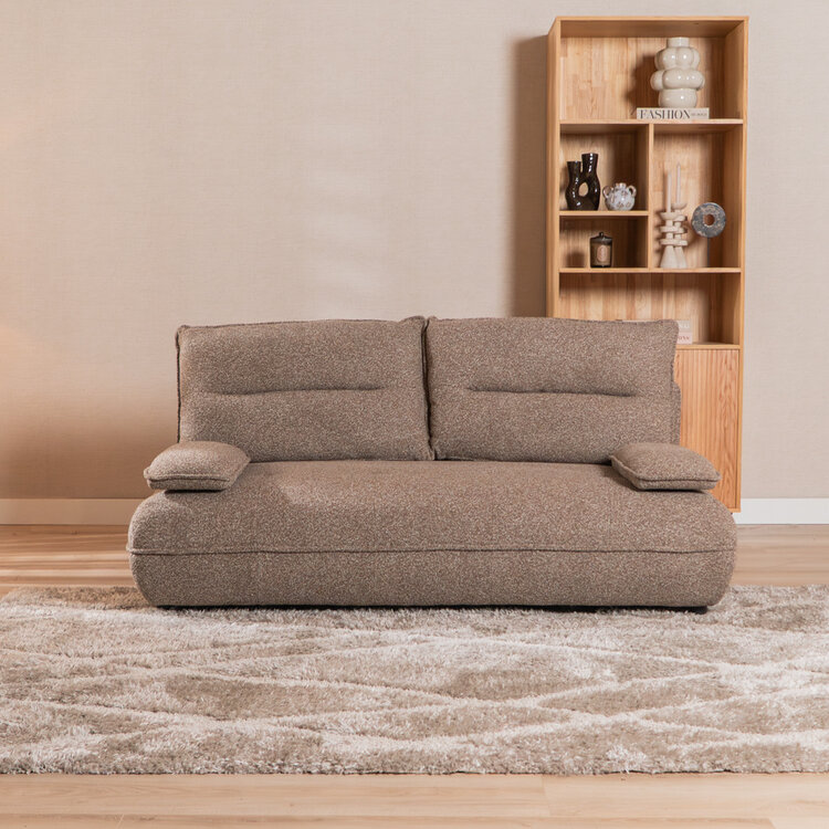 Slaapbank 2 persoons Jona bruin bouclé mélange