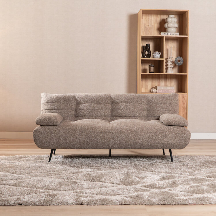 Slaapbank 1 persoons Mira bruin bouclé mélange