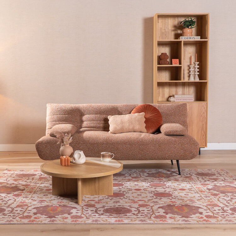 Slaapbank 1 persoons Mira terracotta bouclé mélange