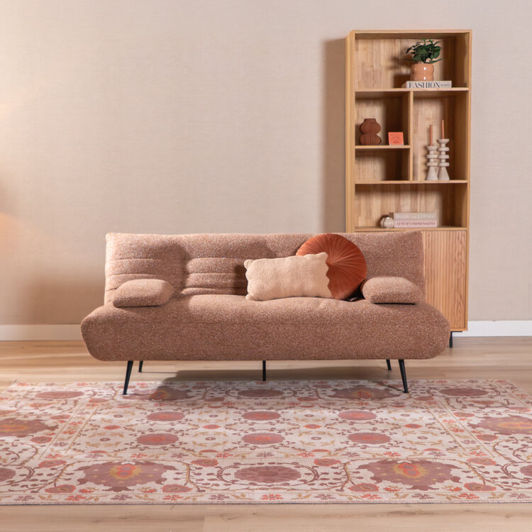 Slaapbank 1 persoons Mira terracotta bouclé mélange