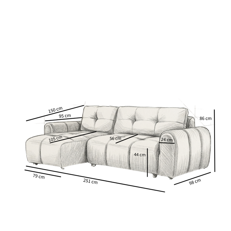 Slaapbank 2 persoons Inka bruin bouclé mélange links/rechts