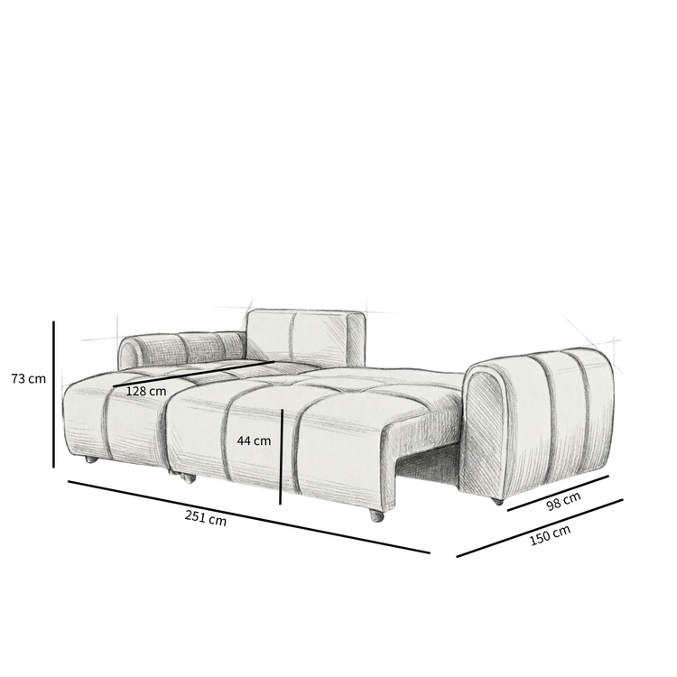 Slaapbank 2 persoons Inka bruin bouclé mélange links/rechts
