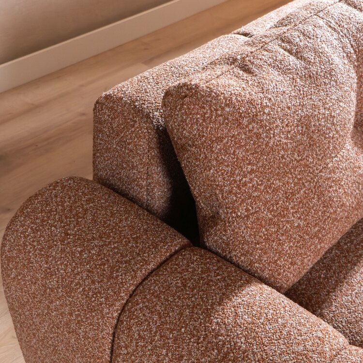 Slaapbank 2 persoons Inka terracotta bouclé mélange links/rechts