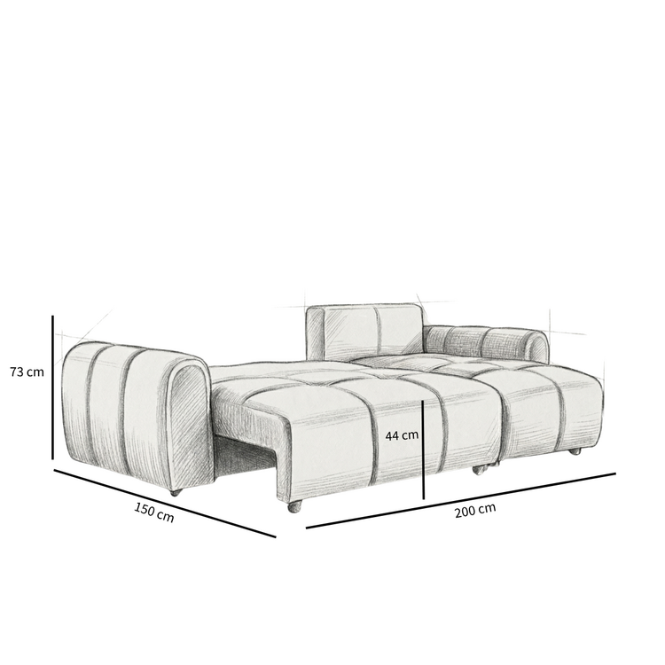 Slaapbank 2 persoons Inka terracotta bouclé mélange links/rechts